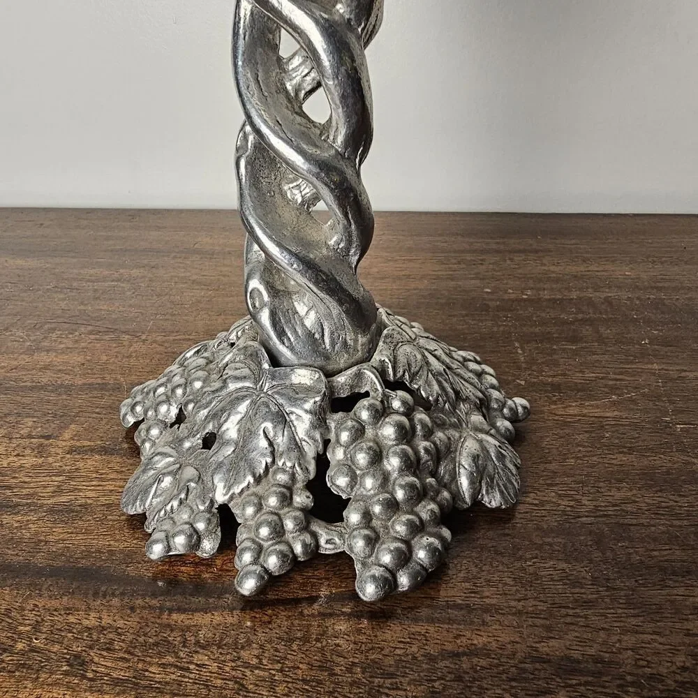 Vintage Arthur Court Grape Spiral Candle Holder Sand Cast Aluminum 1996